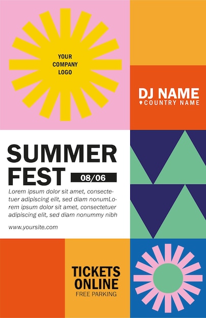 Vektor geometrisches sommerfest-plakat