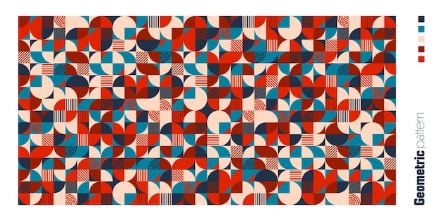 Geometrisches trendiges Muster Bauhaus-Stil modern farbenfroher Hintergrund mit einfachen Elementen Retro-Textur