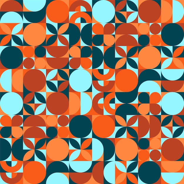 Geometrisches, trendiges Muster, moderner, farbenfroher Hintergrund mit einfachen Elementen, Retro-Textur mit grundlegenden Elementen