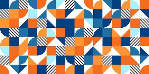 Geometrisches Trendmuster Bauhaus-Stil moderner farbenfroher Hintergrund mit einfachen Elementen Retro-Textur