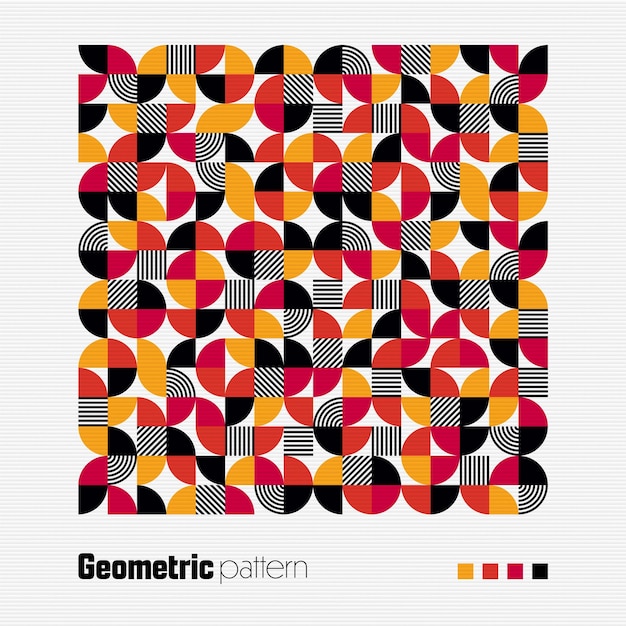 Geometrisches Trendmuster Bauhaus-Stil moderner farbenfroher Hintergrund mit einfachen Elementen Retro-Textur