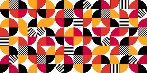 Geometrisches Trendmuster Bauhaus-Stil moderner farbenfroher Hintergrund mit einfachen Elementen Retro-Textur