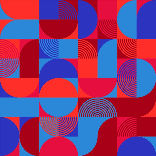 Geometrisches Trendmuster Bauhaus-Stil moderner farbenfroher Hintergrund mit einfachen Elementen Retro-Textur