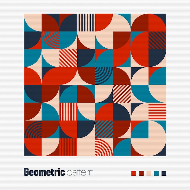 Geometrisches Trendmuster Bauhaus-Stil moderner farbenfroher Hintergrund mit einfachen Elementen Retro-Textur