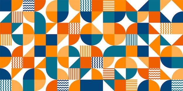 Geometrisches Trendmuster Bauhaus-Stil moderner farbenfroher Hintergrund mit einfachen Elementen Retro-Textur