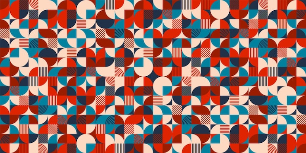 Geometrisches Trendmuster Bauhaus-Stil moderner farbenfroher Hintergrund mit einfachen Elementen Retro-Textur