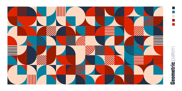 Geometrisches Trendmuster Bauhaus-Stil moderner farbenfroher Hintergrund mit einfachen Elementen Retro-Textur