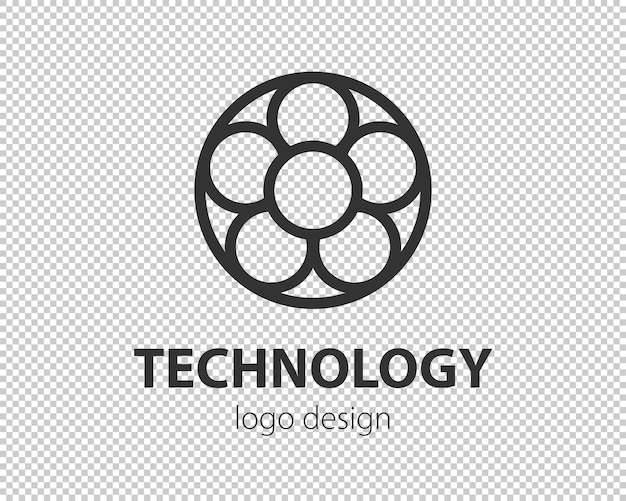 Geometrisches vektorlogo in einem kreis high-tech-logo für nanotechnologie-kryptowährung und mobile anwendungen in einem einfachen linearen design