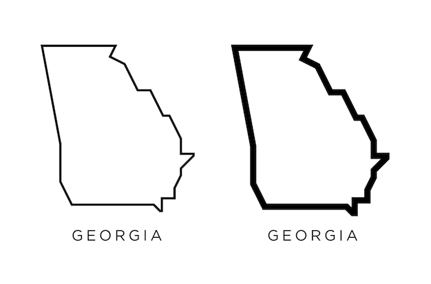 Georgia staaten der usa kartensymbol umrissstil und flache vektorsilhouetten