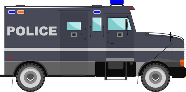 Vektor gepanzertes polizeiauto-symbol in flacher vektorillustration