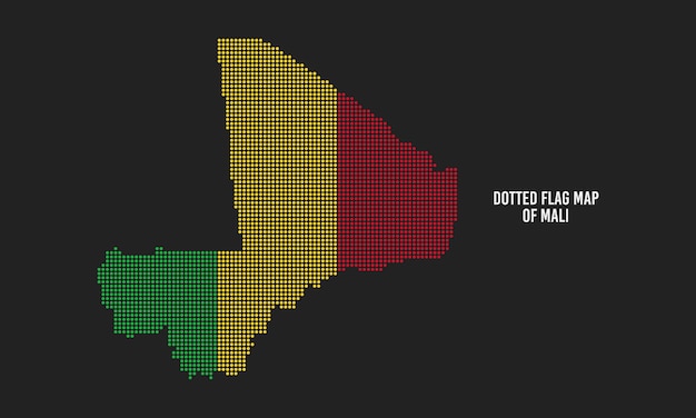Gepunktete Flaggenkarte von Mali-Vektorillustration