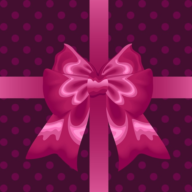 Gepunktete geschenkbox mit rosa satinschleife