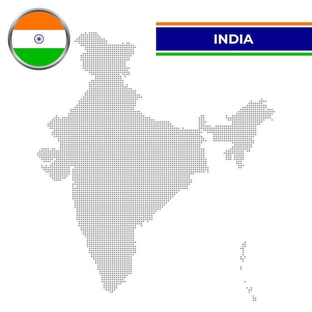 Vektor gepunktete karte von indien mit kreisförmiger flagge