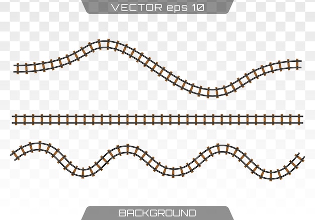 Vektor gerade schienen. konzept des zugverkehrs, der u-bahn, der logistik und der eisenbahn. eben.