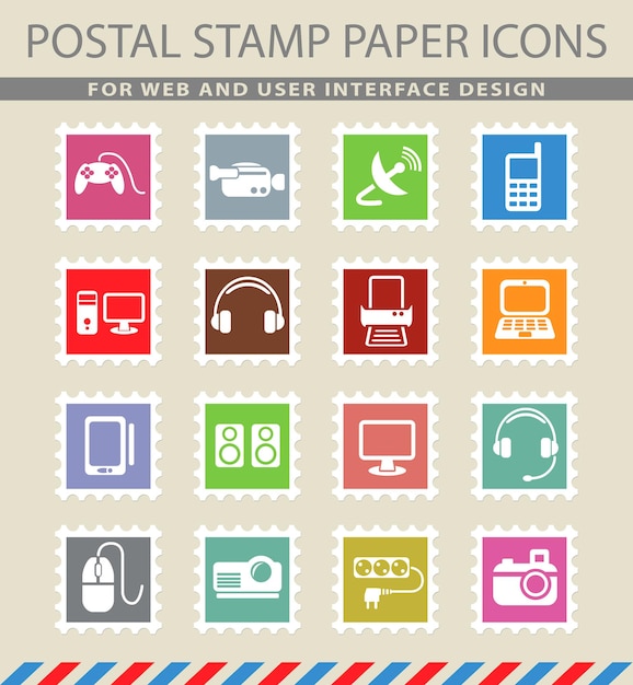 Gerätesymbole auf postpapiersymbolen
