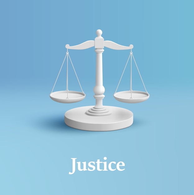 Gerechtigkeit weiß 3D-Rendering Skalen Recht Gleichheit Rendering Illustration Gleichgewicht Maß Symbol isoliertes Symbol