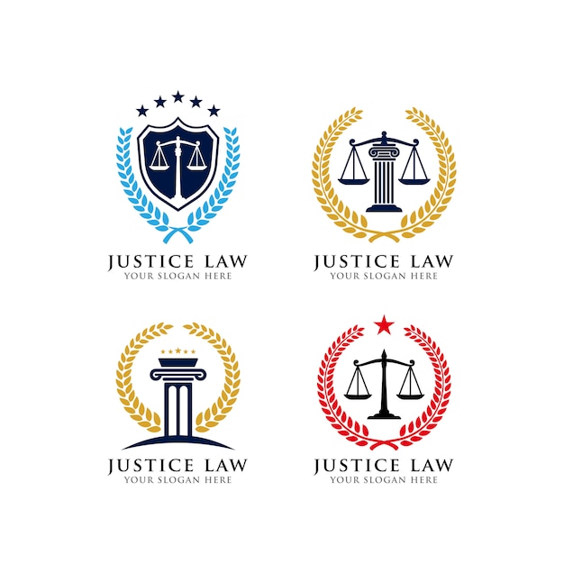 Gerechtigkeitsgesetz-emblemlogo-designschablone