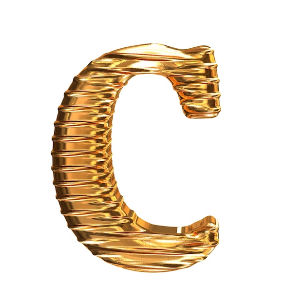 Geriffeltes Gold horizontal 3D-Buchstabe c