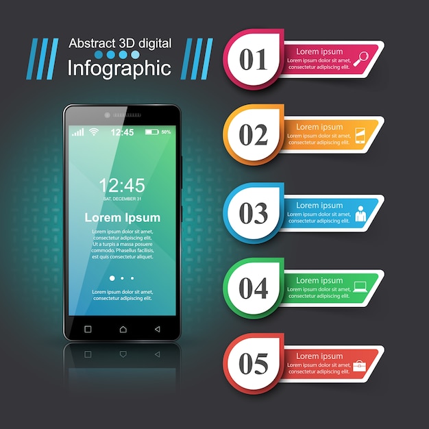 Geschäft infographic. digitale smartphone-symbol.