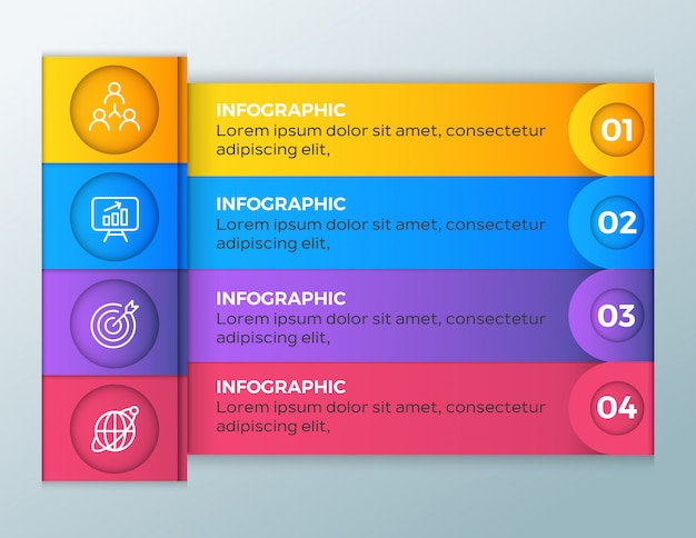 Geschäft infographic mit schablone mit 4 schritten