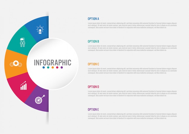 Geschäft infographik vorlage mit 5 optionen