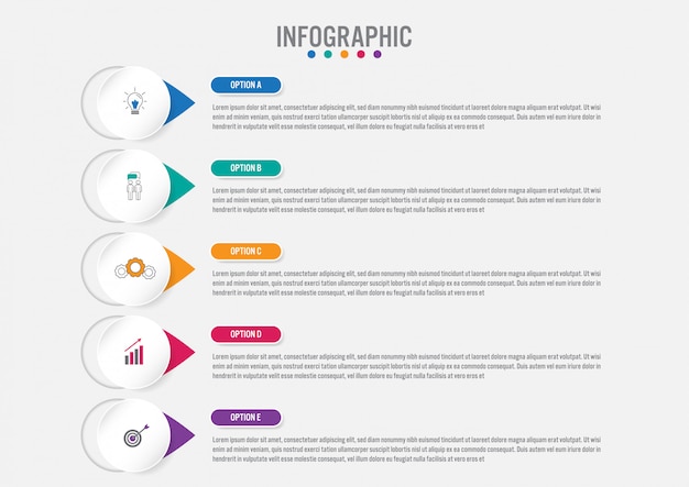 Geschäft infographik vorlage mit 5 optionen