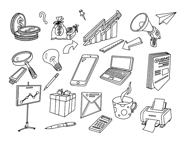 Geschäftliche Doodles-Set Vektor-Illustration