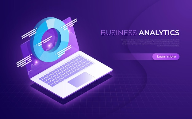 Geschäftsanalyse, datenanalyse, isometrisches konzept der finanzstrategie.