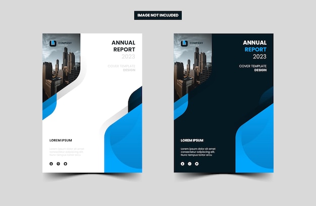 Geschäftsbericht-Cover-Design-Set mit blauer und dunkelblauer Farbe