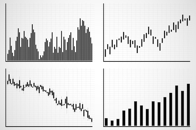 Vektor geschäftsdatenmarktelementdiagramme und flache ikonenvektorillustration der diagramme
