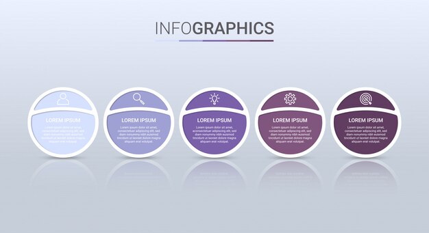 Geschäftsdatenvisualisierung, Infografik-Vorlage mit 5 Schritten Illustration