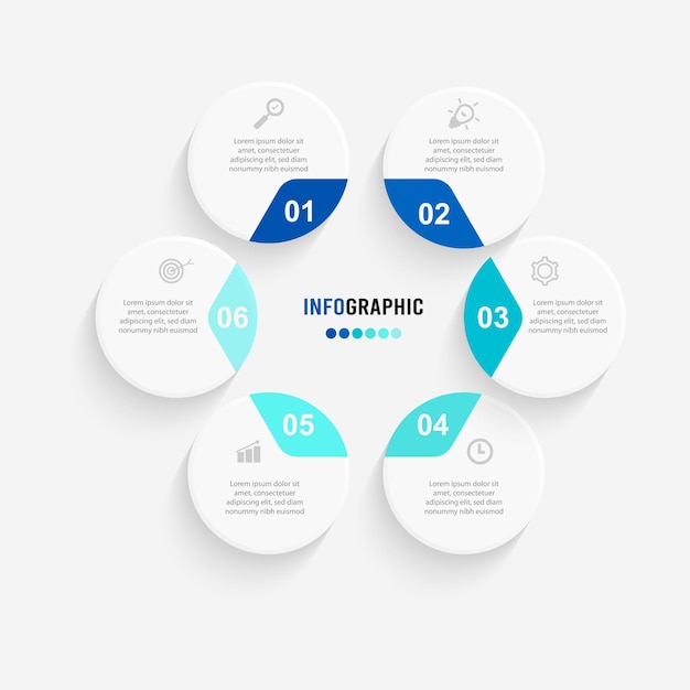 Geschäftsdatenvisualisierung prozessdiagramm abstrakte elemente des diagrammdiagramms mit schrittoptionen