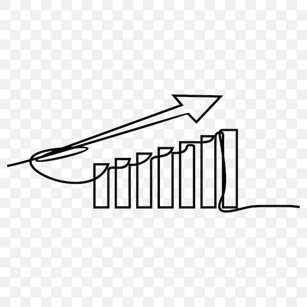 Geschäftsdiagramm mit Pfeil kontinuierlicher Linienzeichnung