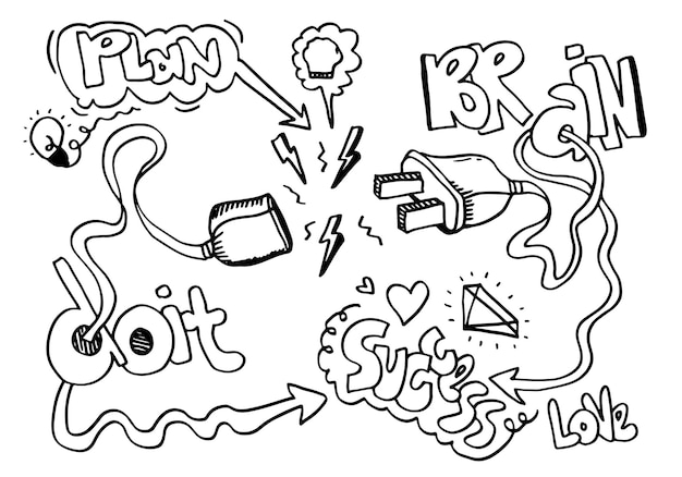 Vektor geschäftsdoodle-erfolg für konzept-design-vektorillustrationen