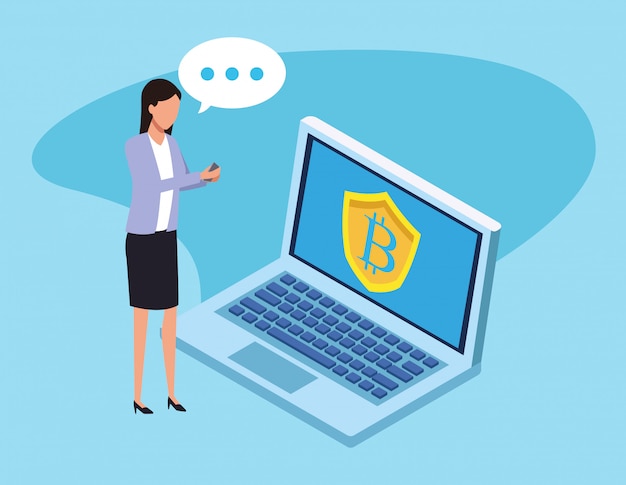 Geschäftsfrau avatar auf der suche nach bitcoins