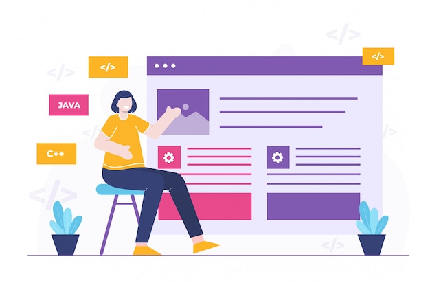 Geschäftsfrauen und Website flache Illustration