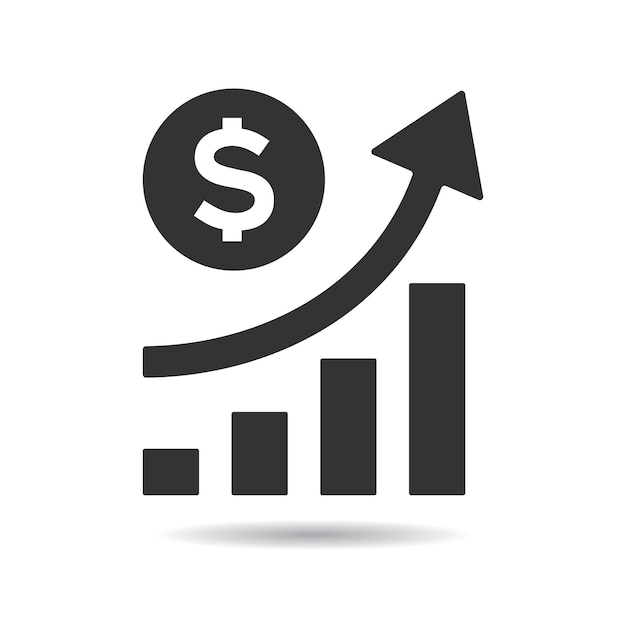 Geschäftsgewinne und erfolg pfeildiagramm mit dollarzeichen vektor illustration isoliert