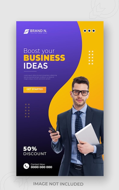 Geschäftsidee, Instagram-Story-Beitrag und Social-Media-Cover oder Designvorlage mit zwei Farbverläufen und sauberem Hintergrund für das Unternehmen