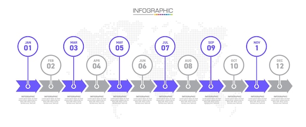 Geschäftskonzept mit 12 Optionen Timeline Infografiken Designvektor und Präsentationsgeschäft