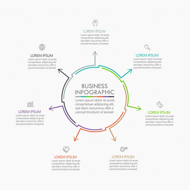 Geschäftskreis. infographik timeline-symbole