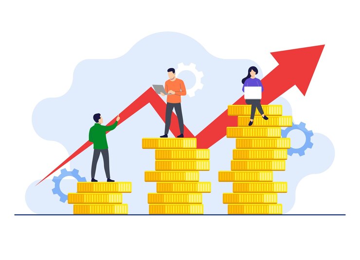 Vektor geschäftsleute, die mit finanziellen krisen und geldverlusten konfrontiert sind inflation