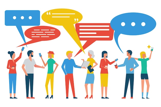 Geschäftsleute diskutieren soziale Netzwerke Menschlicher Dialog Chat junger fortschrittlicher Menschen