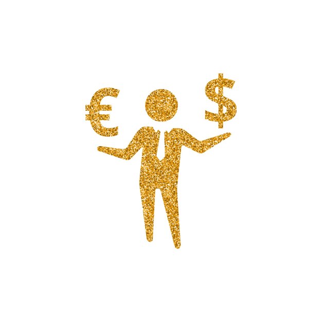 Vektor geschäftsmann geld symbol goldglitter textur vektor illustration