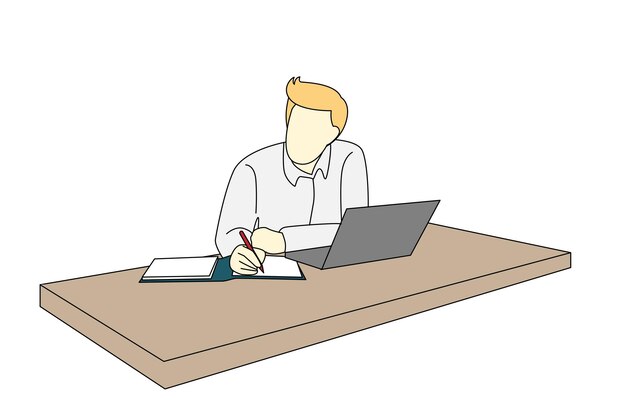 Geschäftsmann kunst illustration konzept des bildes für geschäftsmann und frau verwenden firma laptop arbeit