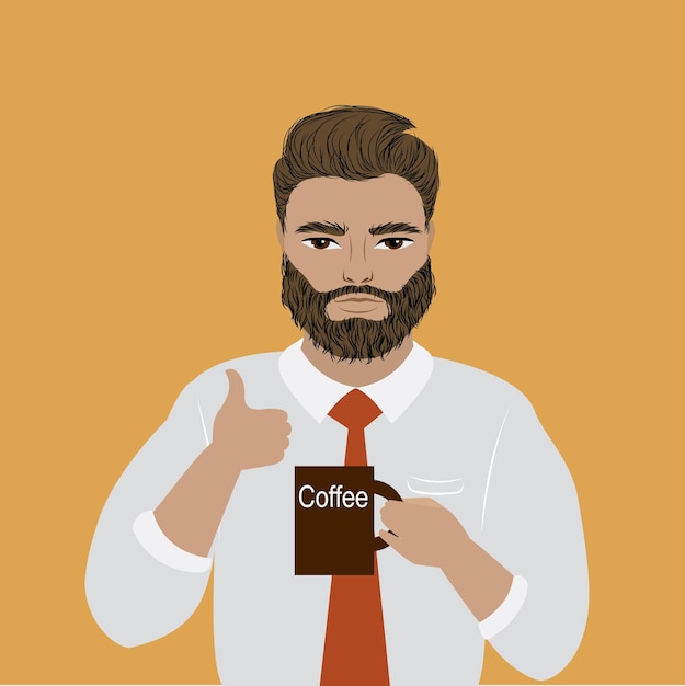 Geschäftsmann oder Büroangestellter hält eine Tasse Kaffee-Cartoon-Stock-Vektor-Illustration