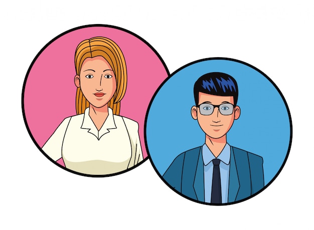 Geschäftspaar Avatar Profilbild in Runde