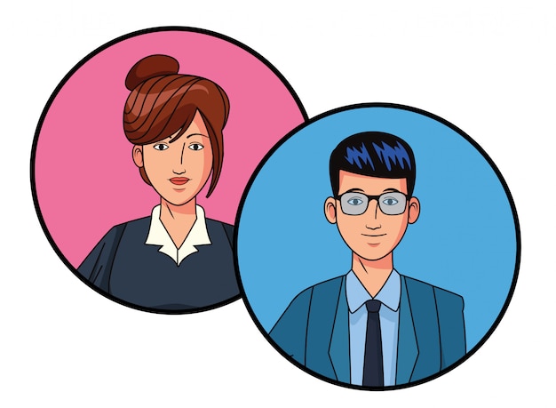 Geschäftspaar Avatar Profilbild in Runde