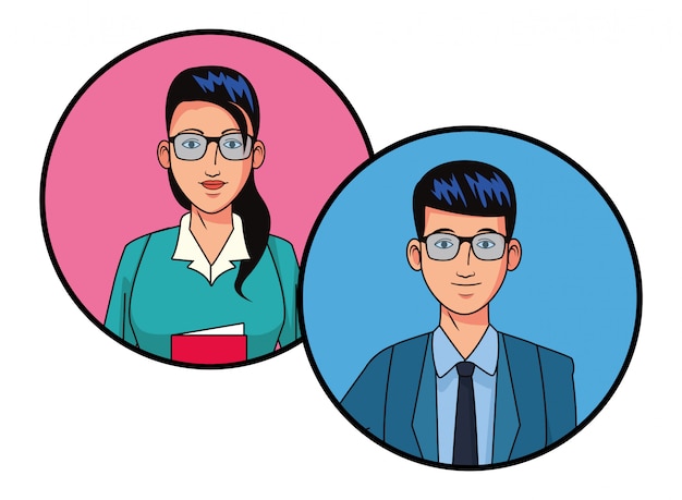 Geschäftspaar Avatar Profilbild in Runde