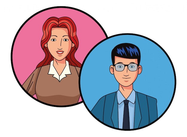 Geschäftspaar Avatar Profilbild in Runde
