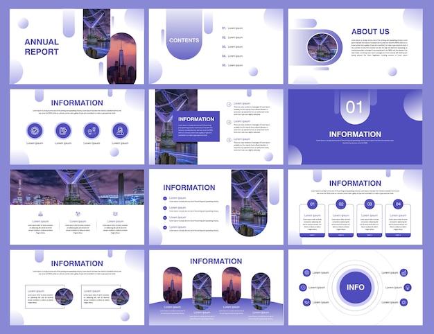 Vektor geschäftspräsentation jahresbericht portfolio-vorlagen lila